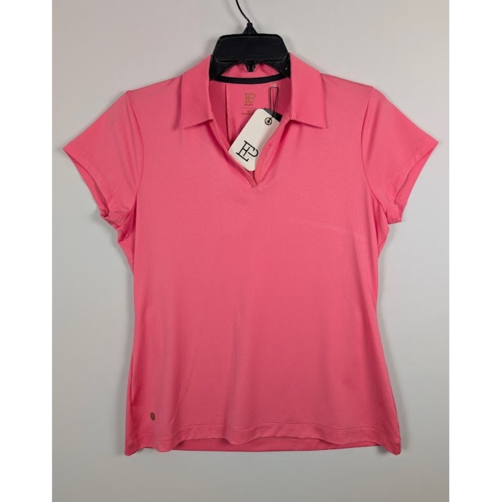 EP New York Golf Polo Women Size M Ruby Peach Pink Corset Detail Bright Cute NEW